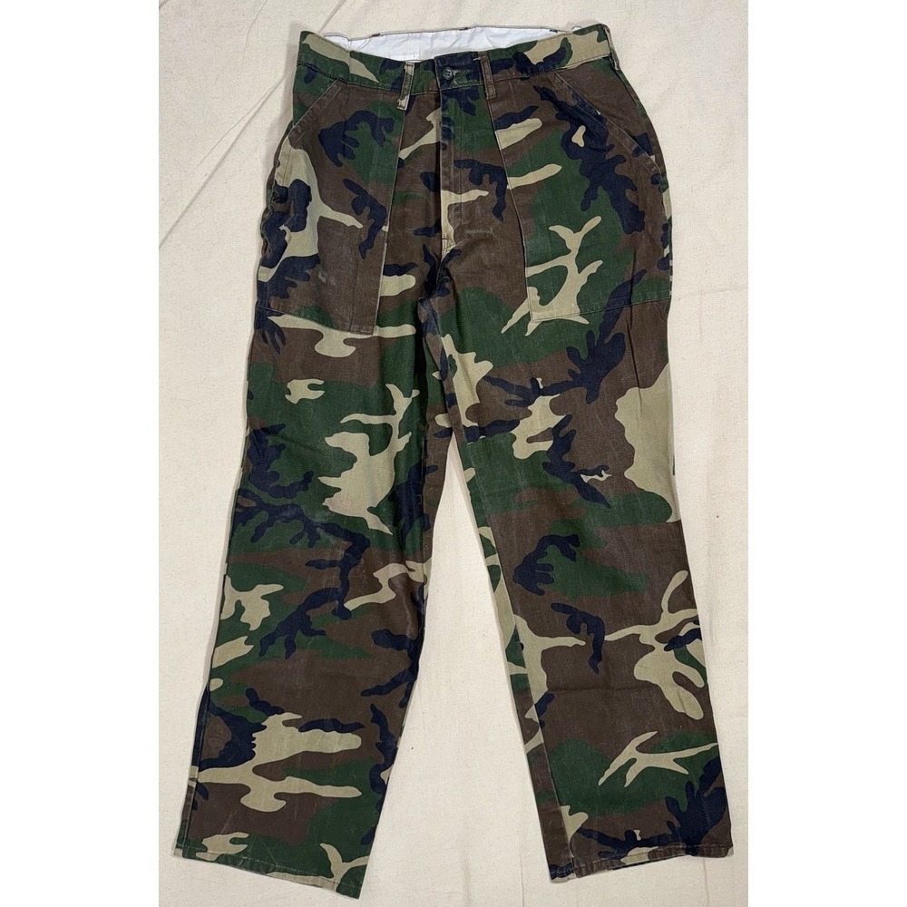 Vintage Duck Bay Woodland Camo 100% Cotton‎ Pants Sz Medium 33x30